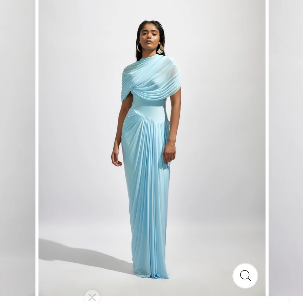 Deme By Gabriella- Baby blue Jasmine dress- Elegant Blue Draped Women's Dress